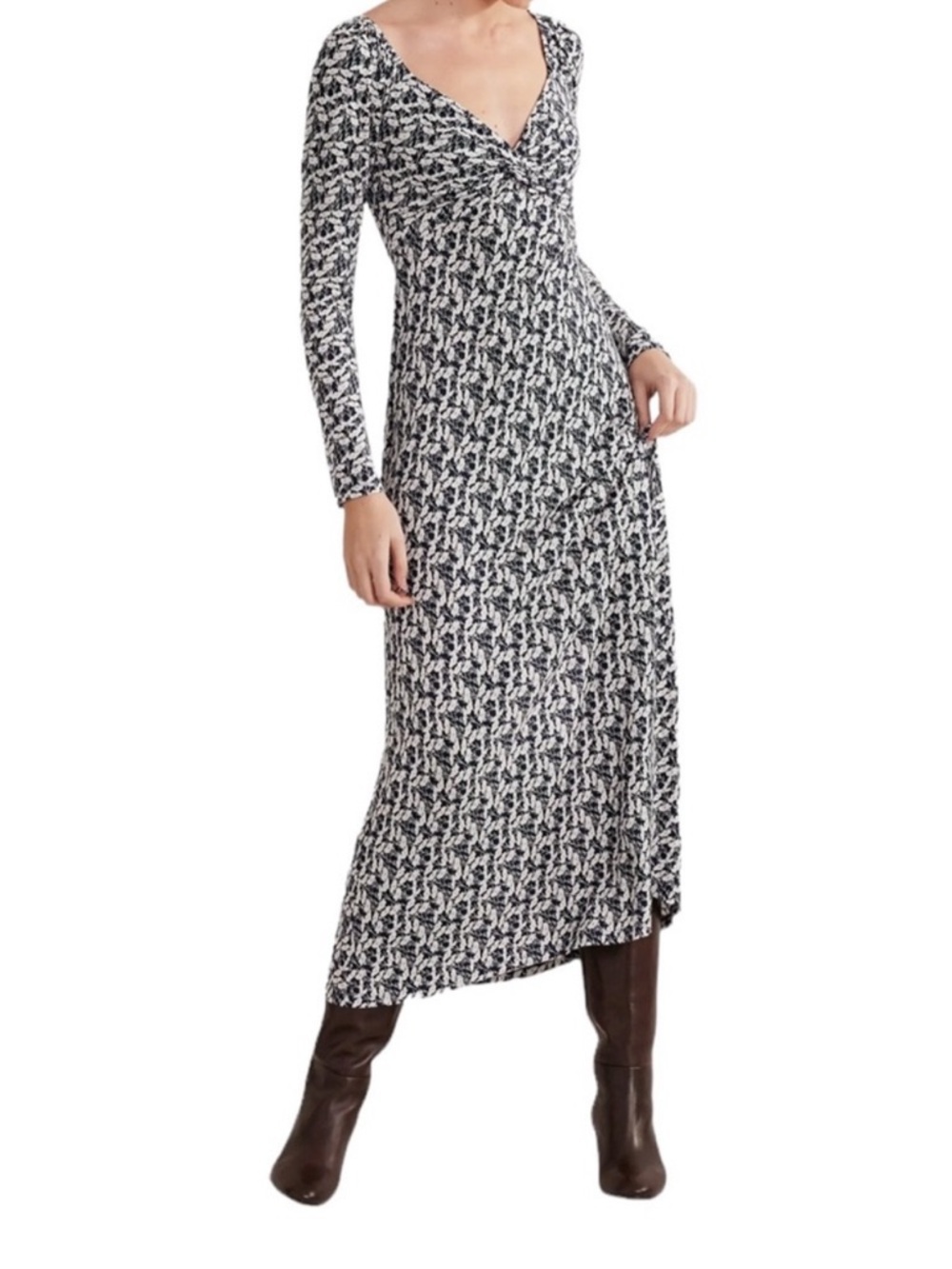 Boden Navy and White Patterned Maxi Skirt
